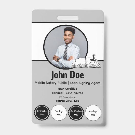 Modern Notaris Openbare ID-badge met QR Badge (Voorzijde)