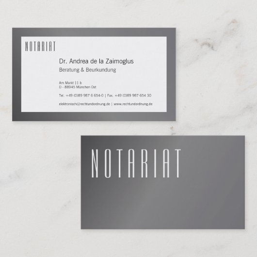 Modern Notaris Openbare Metaal Look Ontwerp Visitekaartje (Voorkant / Achterkant)