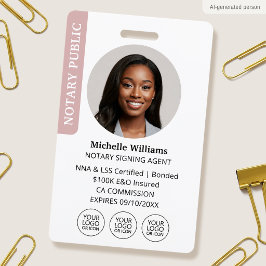 Modern Notaris Openbare Ondertekeningsagent Foto I Badge
