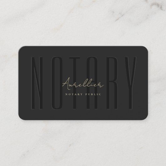 Modern Notary Signing Agent Black Script Monogram Visitekaartje (Voorkant)