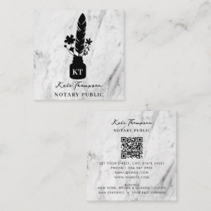 Modern Notary Signing Agent Botanische Quill Logo Vierkante Visitekaartje