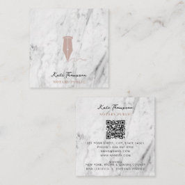 Modern Notary Signing Agent QR Code Marble Pink Vierkante Visitekaartje