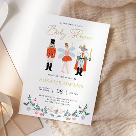 Modern Notenkraker Kerst Baby shower Minimalist Folie Uitnodiging