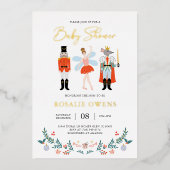 Modern Notenkraker Kerst Baby shower Minimalist Folie Uitnodiging (Voorkant)