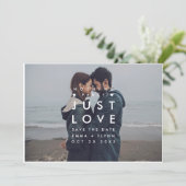 Modern Nothing Fancy Just Love Photo Save the Date (Staand voorkant)