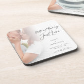 Modern Nothing Fancy Just Love Photo Save the Date Bier Onderzetter (Linkerzijde)