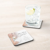 Modern Nothing Fancy Just Love Photo Save the Date Bier Onderzetter (Rechterzijde)