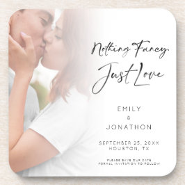 Modern Nothing Fancy Just Love Photo Save the Date Bier Onderzetter