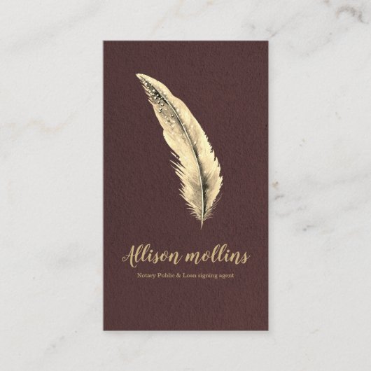 Modern Notional Loan Signing Agent Gold Quill Pen Visitekaartje (Voorkant)
