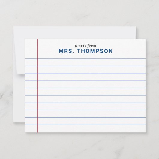 Modern Notitieboek voor docent blauw Notitiekaartje (Voorkant)