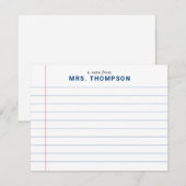 Modern Notitieboek voor docent blauw Notitiekaartje (Voorkant / Achterkant)