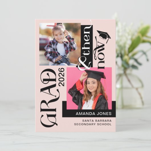 Modern Nu & Dan Afstuderen 2 Foto Aankondiging (Staand voorkant)