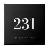 Modern nummer Adres zwart/wit Tegeltje (Voorkant)