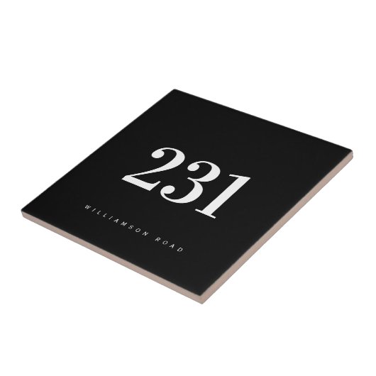 Modern nummer Adres zwart/wit Tegeltje (Zijkant)