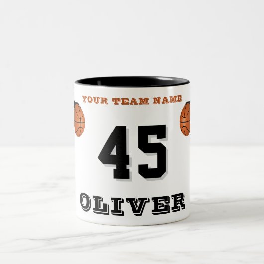 Modern nummer van het Basketbalteam Tweekleurige Koffiemok (Center)