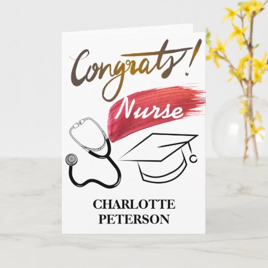 Modern Nurse Afstuderen Kaart (Gele Bloem)