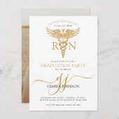 Modern Nurse Graduation Party Gold Script Monogram Kaart (Voorkant / Achterkant)