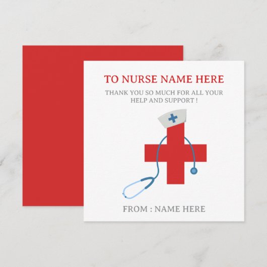 Modern Nurse Thank You Card (Voorkant / Achterkant)
