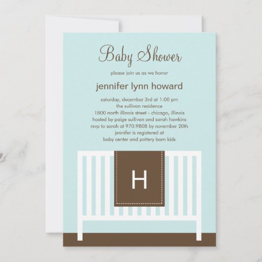 Modern Nursery Baby shower Invitation (blauw) Kaart (Voorkant)