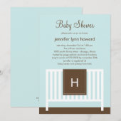 Modern Nursery Baby shower Invitation (blauw) Kaart (Voorkant / Achterkant)