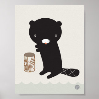 Modern Nursery Beaver Poster - 11 x 8,5 inch