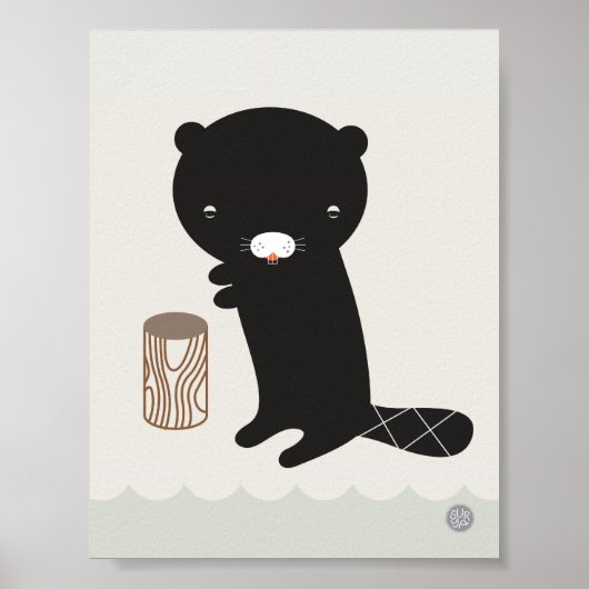 Modern Nursery Beaver Poster - 11 x 8,5 inch (Voorkant)