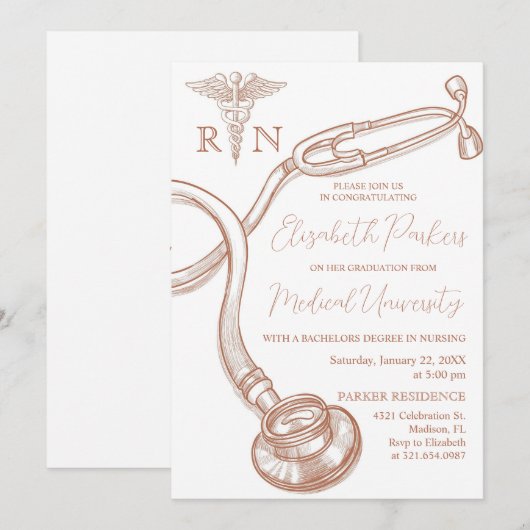 Modern Nursing School afstudeerfeest Kaart (Voorkant / Achterkant)