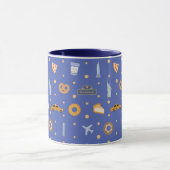 Modern NYC Icons & Landmarks Pattern Royal Blue  Mok (Midden)