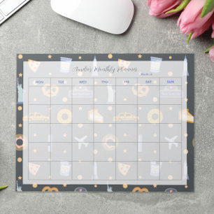 Modern NYC Patroon Donkergrijs Maandelijks Planner Notitieblok