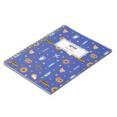 Modern NYC Pattern Blue Name Spiral Notitieboek (Linkerzijde)