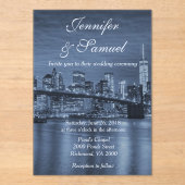 Modern NYC Skyline Elegance Acryl Uitnodigingen (Voorkant)