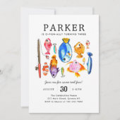 Modern O-Fish-al Reel Fun Fish Viste Verjaardag Kaart (Voorkant)