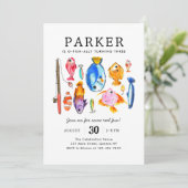 Modern O-Fish-al Reel Fun Fish Viste Verjaardag Kaart (Staand voorkant)