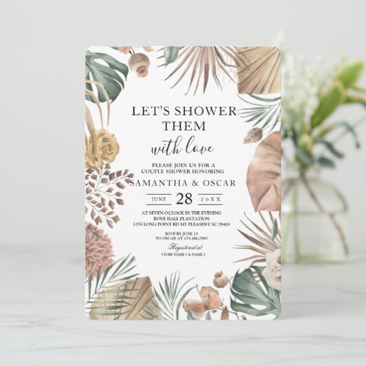 Modern Oasis Waterverf Flowers & Leaves Lijst Kaart (Staand voorkant)