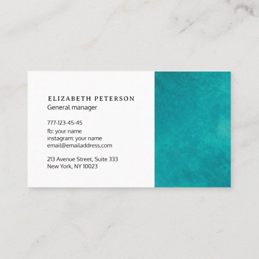 Modern oceaan beachy blauw visitekaartje (Achterkant)