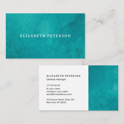 Modern oceaan beachy blauw visitekaartje (Voorkant / Achterkant)