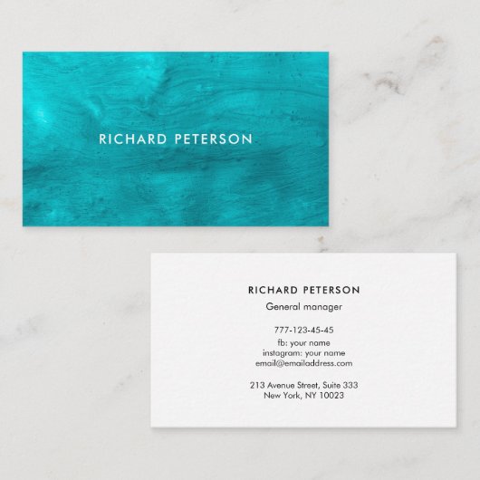 Modern oceaan beachy blauw visitekaartje (Voorkant / Achterkant)