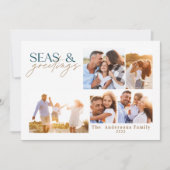 modern oceaanstrand multi - foto kerstmis feestdagenkaart (Voorkant)