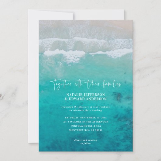 Modern oceaanstrandscript zand elegant tropisch (Voorkant)