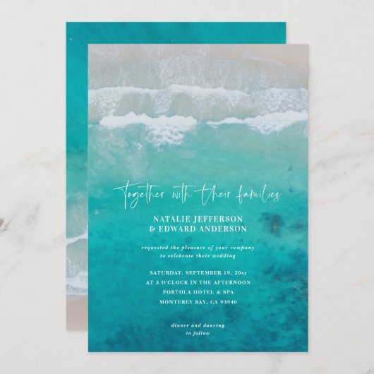 Modern oceaanstrandscript zand elegant tropisch (Voorkant / Achterkant)