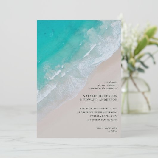 Modern oceaanstrandscript zand elegant tropisch (Staand voorkant)