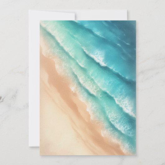 Modern Ocean Beach Blue Waterverf Elegant Kaart (Achterkant)