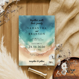 Modern Ocean Beach Blue Waterverf Elegant Kaart