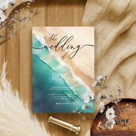 Modern Ocean Beach Blue Waterverf Kaart