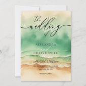 Modern Ocean Beach Waterverf Sunny Kaart (Voorkant)