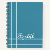 Modern Ocean Blue Custom Name Minimalist Notitieboek (Voorkant)