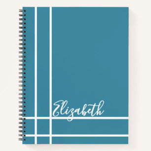Modern Ocean Blue Custom Name Minimalist Notitieboek