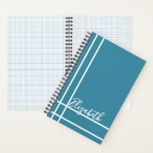Modern Ocean Blue Custom Name Minimalist Notitieboek (Binnen)