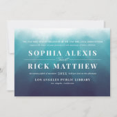 Modern Ocean Blue Elegant Typography Wedding Kaart (Voorkant)