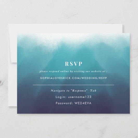 Modern Ocean Blue Elegant Typography Wedding Kaart (Achterkant)